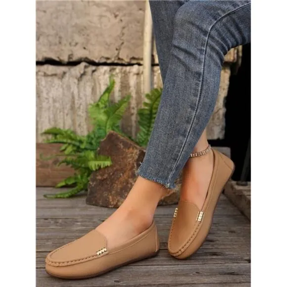 New Women Flat Loafers 2021 Fashion Low-Cut Driving Shoes Soft-Sole Mom Shoes