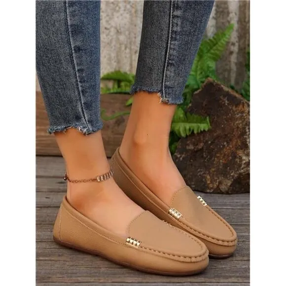 New Women Flat Loafers 2021 Fashion Low-Cut Driving Shoes Soft-Sole Mom Shoes