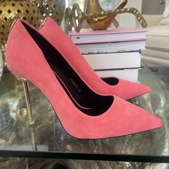 New Women Sexy Metal Heel Pointed-Toe High Heels Shoes Size 38