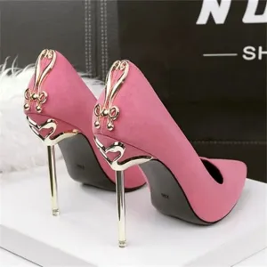 New Women Sexy Metal Heel Pointed-Toe High Heels Shoes Size 38