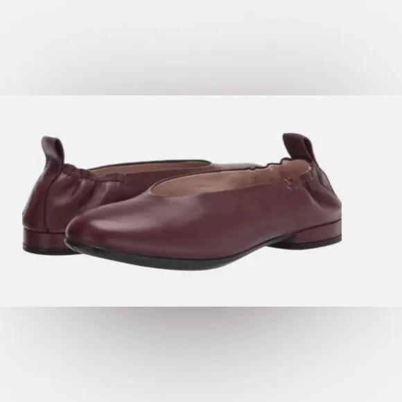 New Women's ECCO Chocolate Leather Anine Classic Ballet Flat Shoes Size 40/8.5