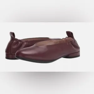 New Women's ECCO Chocolate Leather Anine Classic Ballet Flat Shoes Size 40/8.5