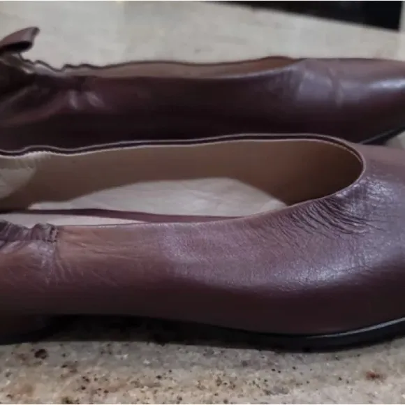 New Women's ECCO Chocolate Leather Anine Classic Ballet Flat Shoes Size 40/8.5