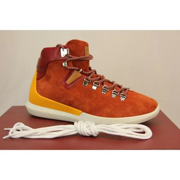 NIB BALLY AVYD SIENNA SUEDE RED LEATHER LOGO TOP SNEAKERS 10.5 US 43.5 ITALY