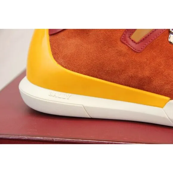 NIB BALLY AVYD SIENNA SUEDE RED LEATHER LOGO TOP SNEAKERS 10.5 US 43.5 ITALY