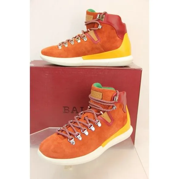 NIB BALLY AVYD SIENNA SUEDE RED LEATHER LOGO TOP SNEAKERS 10.5 US 43.5 ITALY