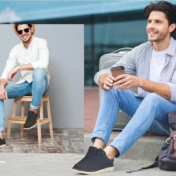 🩵NIB Black Mesh Knit Casual Dress Oxford Shoes Men's 11 Wide