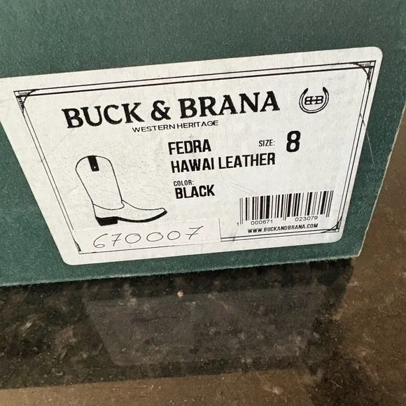 NIB Buck &amp; Brana Women’s Fedra Authentic Leather Cowgirl Boots Size 8 Black