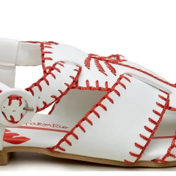 NIB Farm Rio Red Palm Tree Sandal