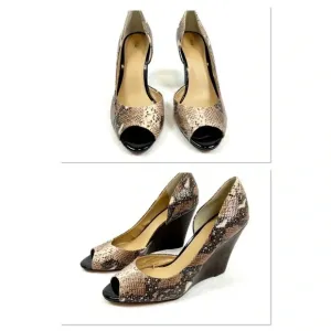 NIB Sole Society Leather Snake Pep Toe Wedges