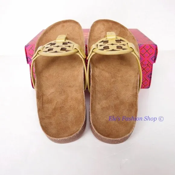 NIB Tory Burch Miller Cloud Leather Sandal Lemon Lime US 6.5 7 7.5 8 8.5 9 9.5