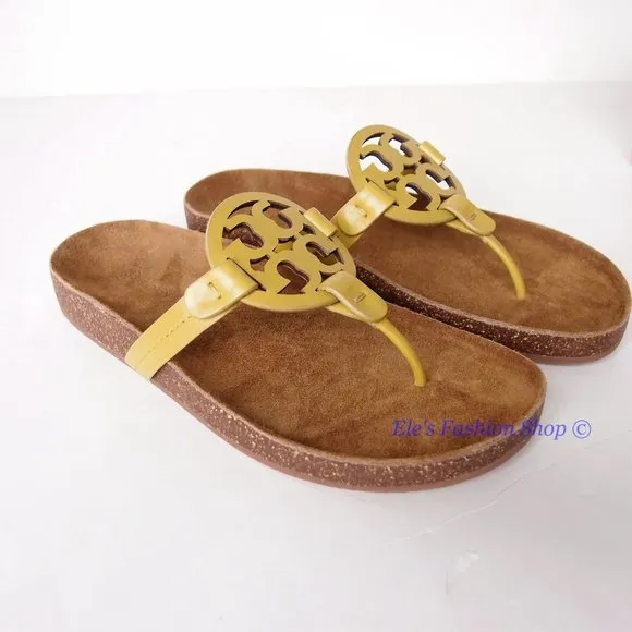 NIB Tory Burch Miller Cloud Leather Sandal Lemon Lime US 6.5 7 7.5 8 8.5 9 9.5