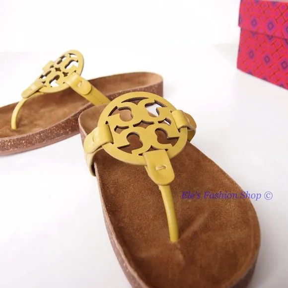 NIB Tory Burch Miller Cloud Leather Sandal Lemon Lime US 6.5 7 7.5 8 8.5 9 9.5