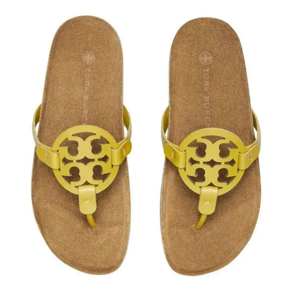 NIB Tory Burch Miller Cloud Leather Sandal Lemon Lime US 6.5 7 7.5 8 8.5 9 9.5