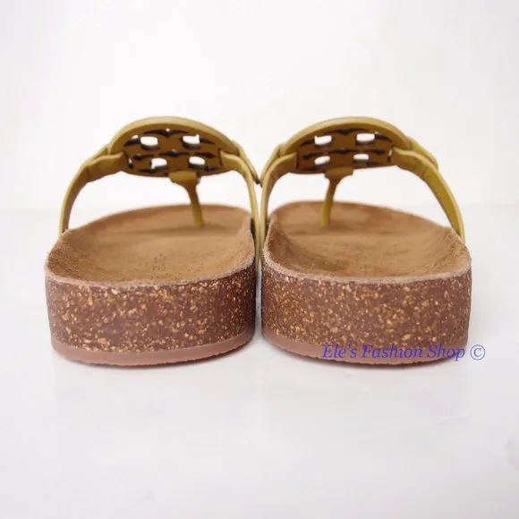NIB Tory Burch Miller Cloud Leather Sandal Lemon Lime US 6.5 7 7.5 8 8.5 9 9.5