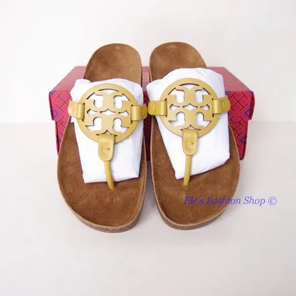 NIB Tory Burch Miller Cloud Leather Sandal Lemon Lime US 6.5 7 7.5 8 8.5 9 9.5
