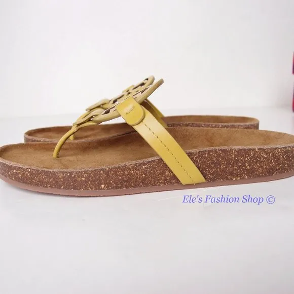 NIB Tory Burch Miller Cloud Leather Sandal Lemon Lime US 6.5 7 7.5 8 8.5 9 9.5