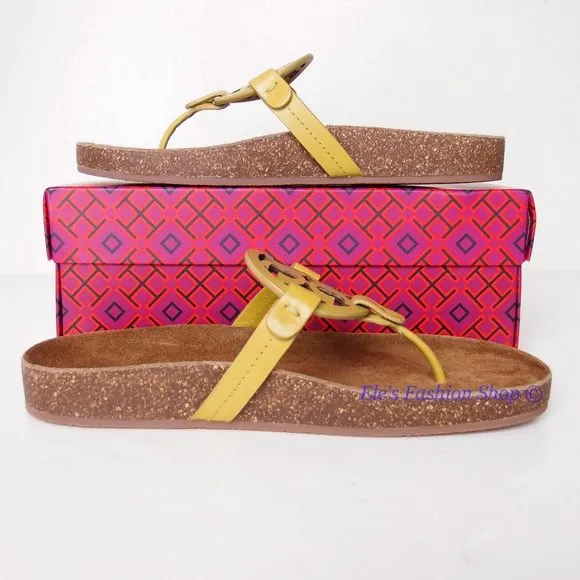 NIB Tory Burch Miller Cloud Leather Sandal Lemon Lime US 6.5 7 7.5 8 8.5 9 9.5