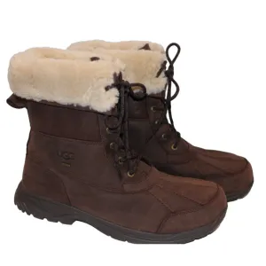 NIB UGG MEN'S BUTTE LEATHER SUEDE SHEARLING LINED WINTER SNOW BOOTS 11.5 BROWN