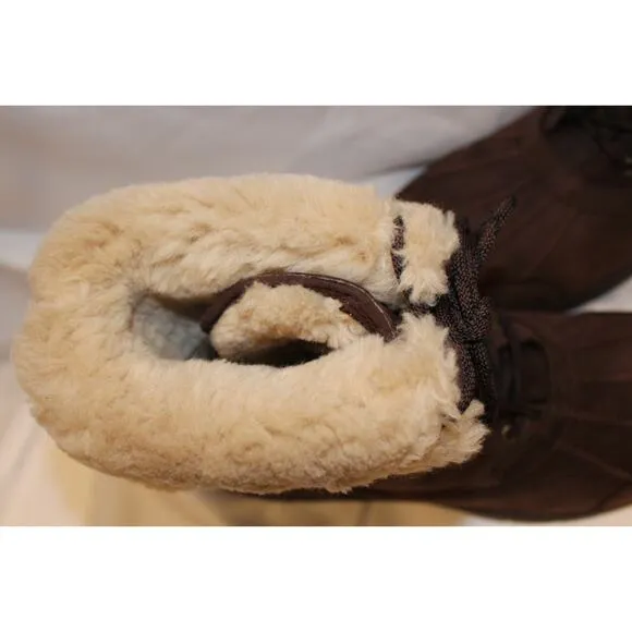 NIB UGG MEN'S BUTTE LEATHER SUEDE SHEARLING LINED WINTER SNOW BOOTS 11.5 BROWN