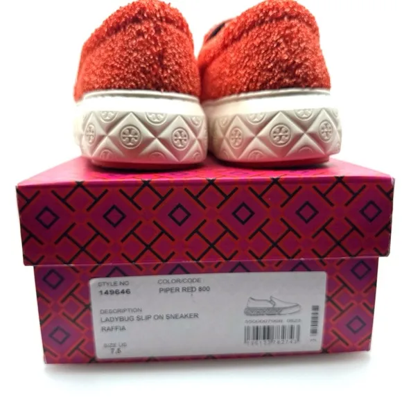 NIB with dust bag Tory Burch LadyBug Slip On Sneaker Raffia 7.5