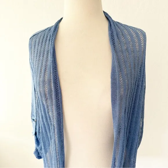 Nic Zoe Sheer Nights Blue Linen Blend Cardigan NWT | Medium
