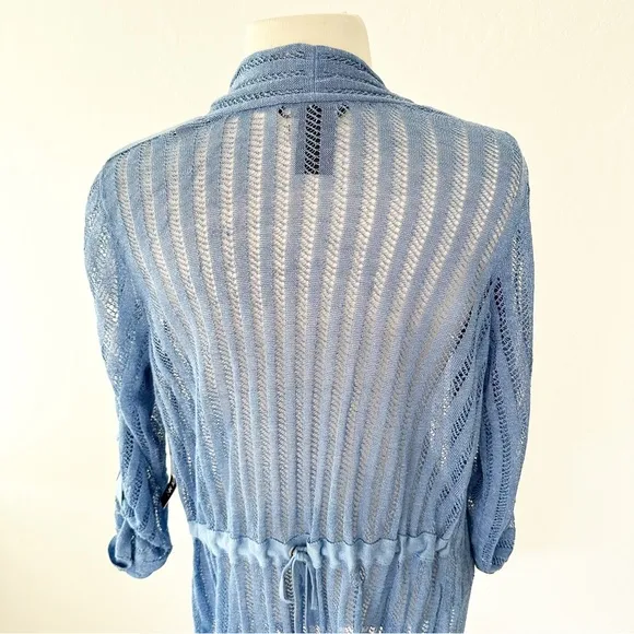 Nic Zoe Sheer Nights Blue Linen Blend Cardigan NWT | Medium