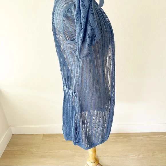 Nic Zoe Sheer Nights Blue Linen Blend Cardigan NWT | Medium