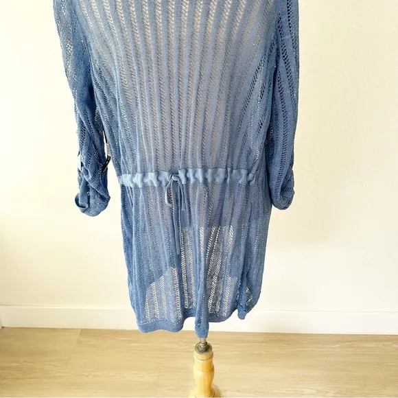 Nic Zoe Sheer Nights Blue Linen Blend Cardigan NWT | Medium