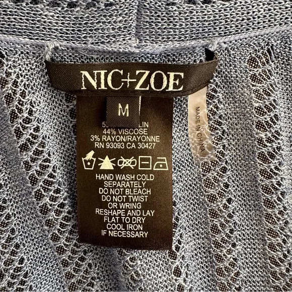 Nic Zoe Sheer Nights Blue Linen Blend Cardigan NWT | Medium