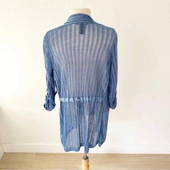 Nic Zoe Sheer Nights Blue Linen Blend Cardigan NWT | Medium