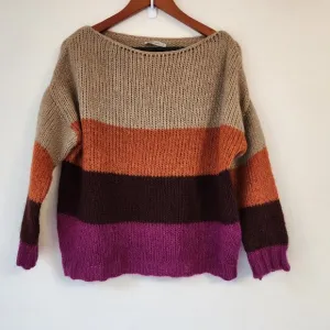 Niccolai, Women's Knit Sweater Mohair Wool Blend Made in Italy, L, Color Block.
