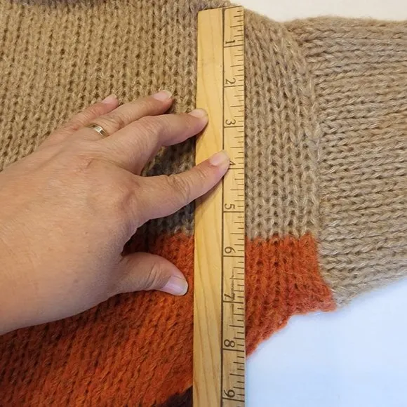 Niccolai, Women's Knit Sweater Mohair Wool Blend Made in Italy, L, Color Block.