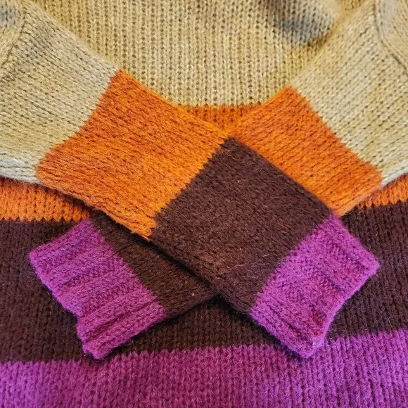 Niccolai, Women's Knit Sweater Mohair Wool Blend Made in Italy, L, Color Block.