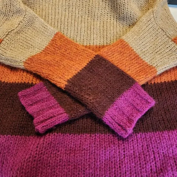 Niccolai, Women's Knit Sweater Mohair Wool Blend Made in Italy, L, Color Block.