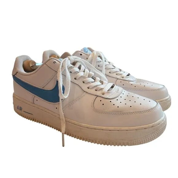 Nike Air Force 1 Low 07 Shoes Sneakers 315122-111 White Blue Mens Size 10.5