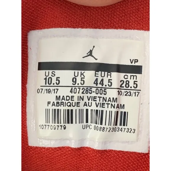 Nike Air Jordan 10.5 US Men’s Basketball Shoes Black/White/Red 7311 Used