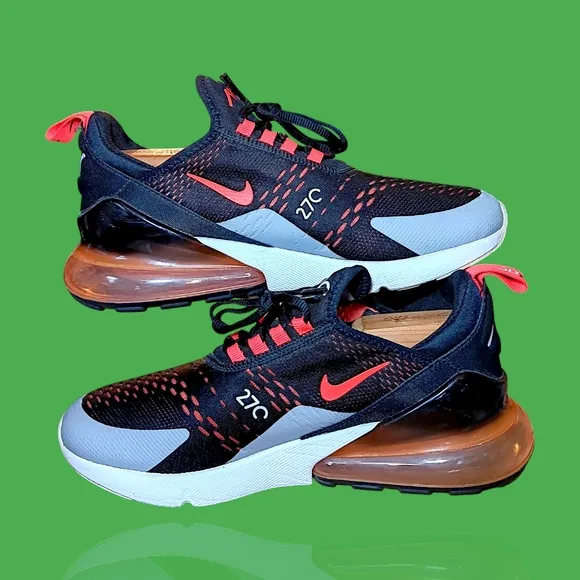 Nike Air Max 270 Sneakers Black Crimson Red Grey White AH8050-015 Men's 8 Shoes