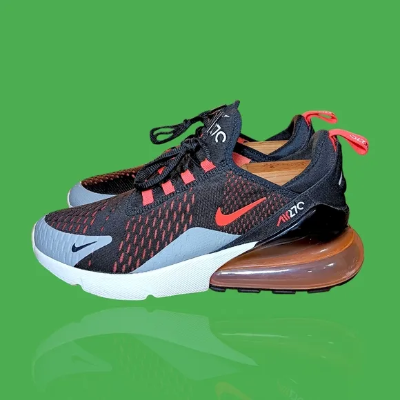 Nike Air Max 270 Sneakers Black Crimson Red Grey White AH8050-015 Men's 8 Shoes