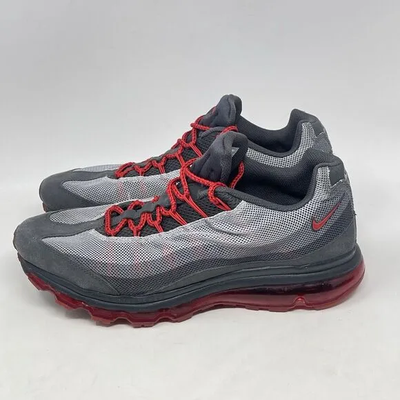Nike Air Max 95 Dynamic Flywire Shoes Mens 12 Wolf Gray Red Mesh 554715-060