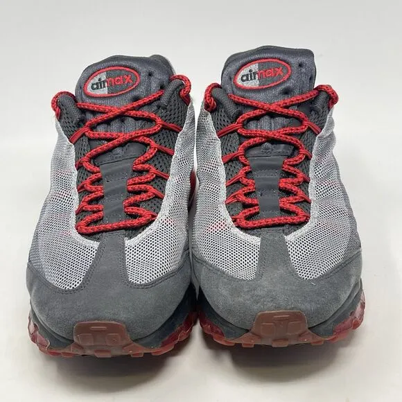 Nike Air Max 95 Dynamic Flywire Shoes Mens 12 Wolf Gray Red Mesh 554715-060