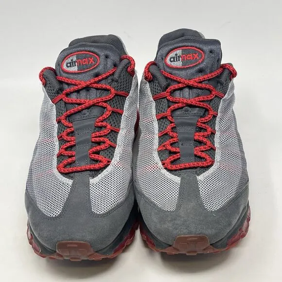 Nike Air Max 95 Dynamic Flywire Shoes Mens 12 Wolf Gray Red Mesh 554715-060