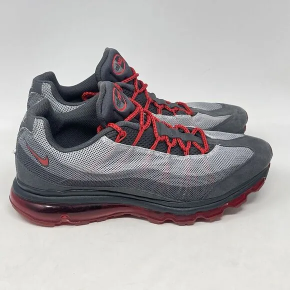 Nike Air Max 95 Dynamic Flywire Shoes Mens 12 Wolf Gray Red Mesh 554715-060
