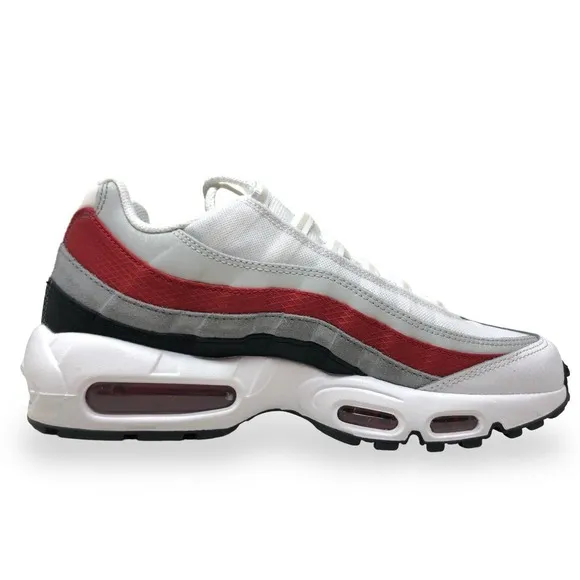 Nike Air Max 95 Essential Mens Running Shoes White/Black-Red DQ3430 001 (NEW)