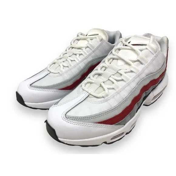 Nike Air Max 95 Essential Mens Running Shoes White/Black-Red DQ3430 001 (NEW)