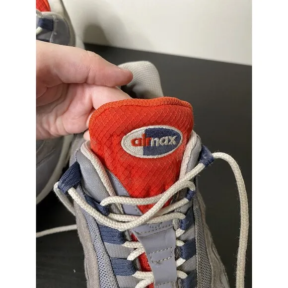 Nike Air Max 95 Grey USA‎ Men's Size 10.5 Shoes Cement Crimson Blue DB0250-001