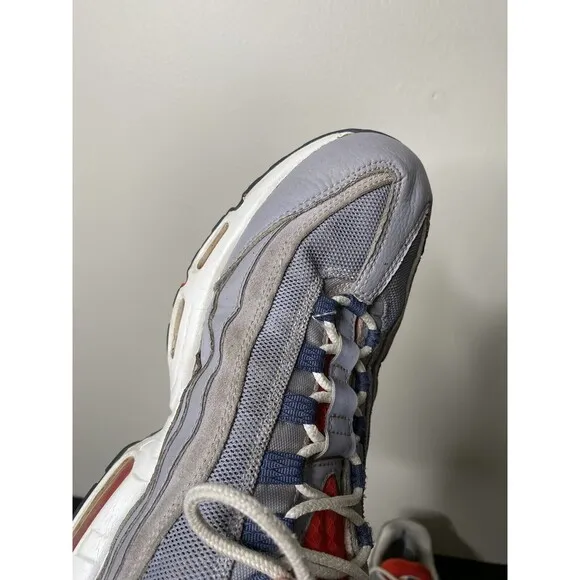 Nike Air Max 95 Grey USA‎ Men's Size 10.5 Shoes Cement Crimson Blue DB0250-001