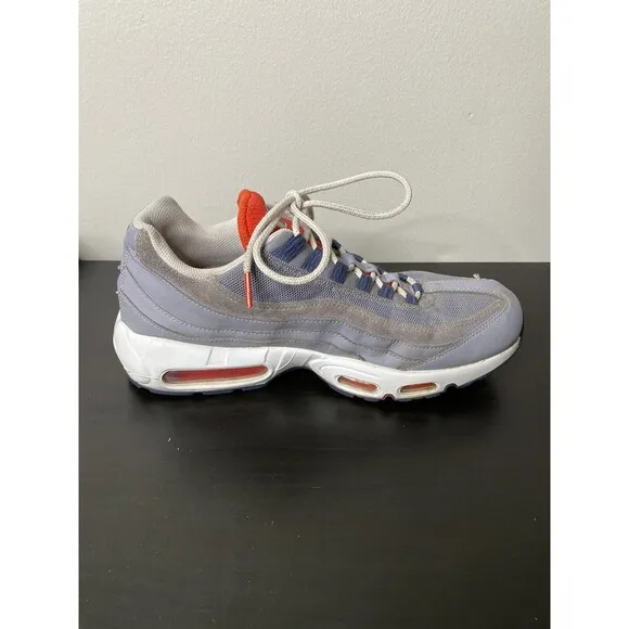 Nike Air Max 95 Grey USA‎ Men's Size 10.5 Shoes Cement Crimson Blue DB0250-001