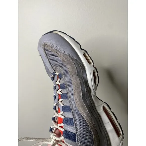 Nike Air Max 95 Grey USA‎ Men's Size 10.5 Shoes Cement Crimson Blue DB0250-001