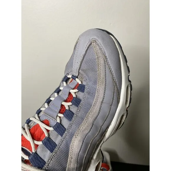 Nike Air Max 95 Grey USA‎ Men's Size 10.5 Shoes Cement Crimson Blue DB0250-001